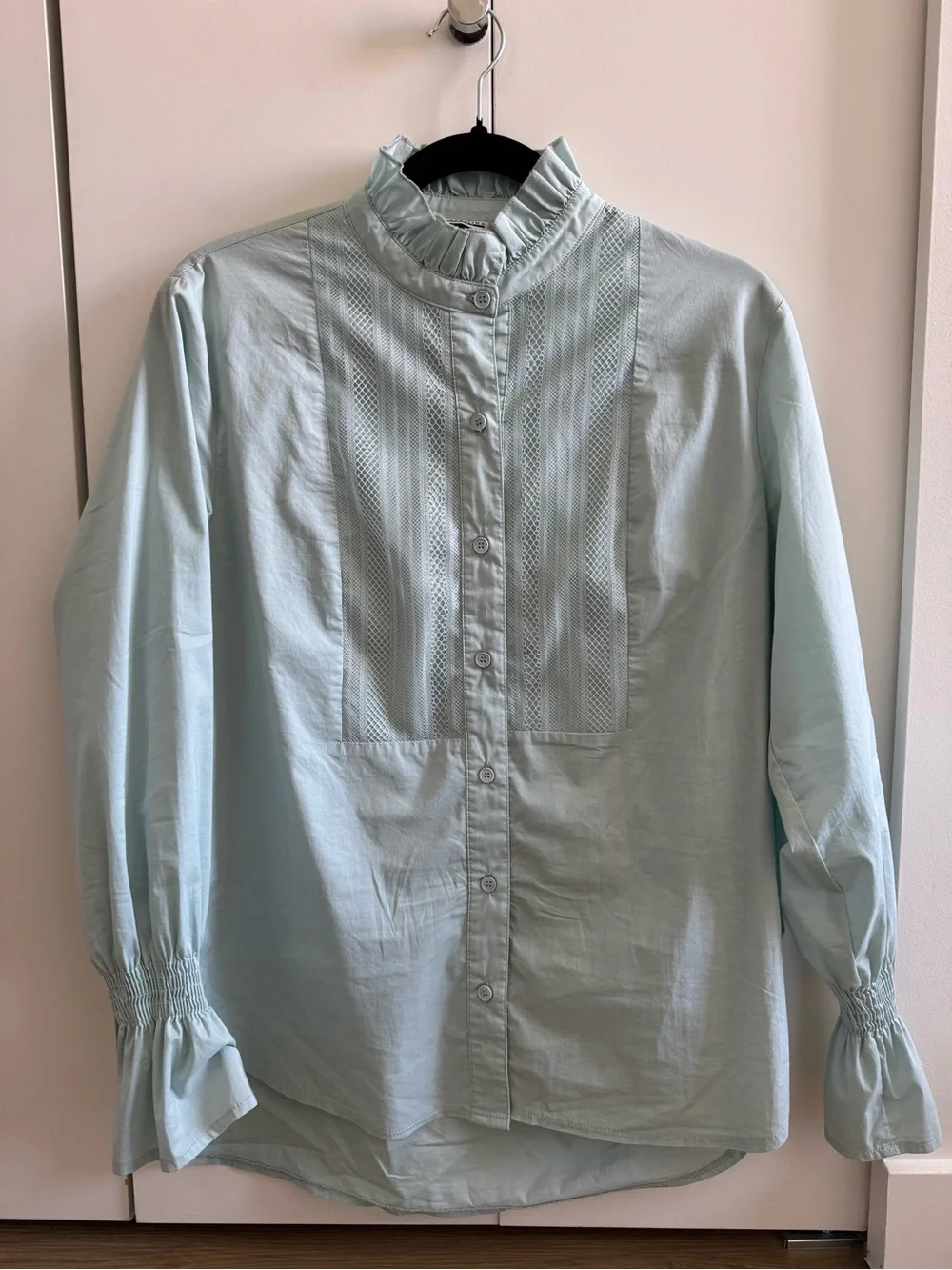 Light Sage Pintuck Button-Front Blouse - Picture 2 of 4